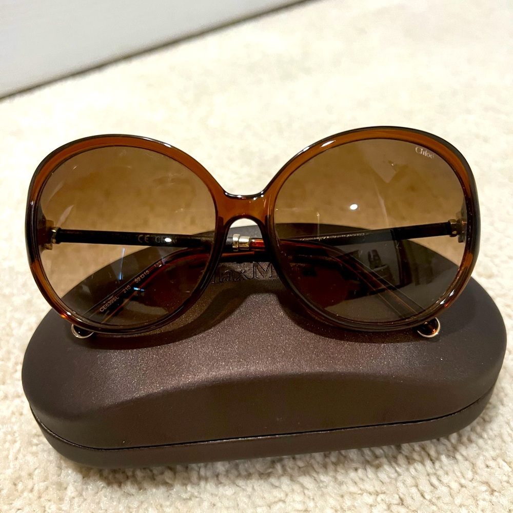 Chloe Round Frame Brown Sunglasses